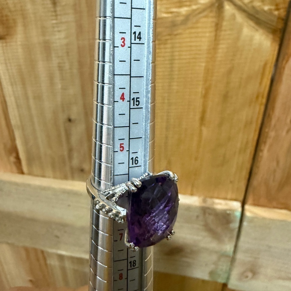 💎💎💎BOGOHO💎💎💎Vibrant Amethyst Silver Ring-size 6 - Picture 10 of 12